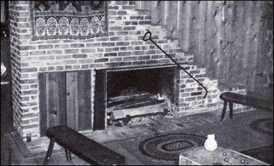 1941 Log House Fireplace & Stairs